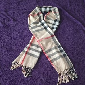 Burberry Beige, Black, and Red Check Scarf
